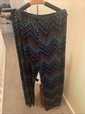 Blue Chevron Wide-Leg Women's Pants